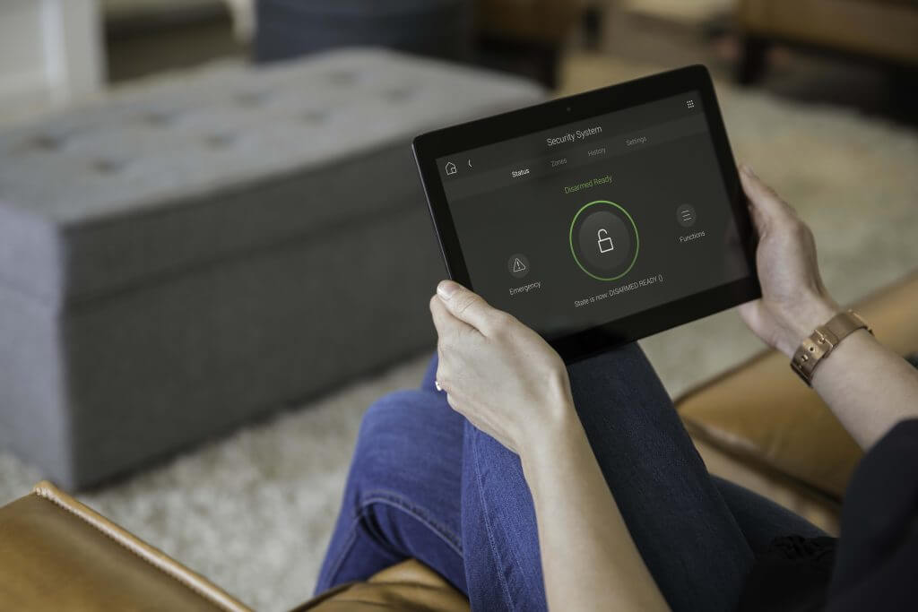 Tablet displaying a control interface